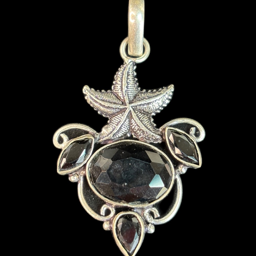 .925 Silver Overlay and Black Onyx Starfish Pendant